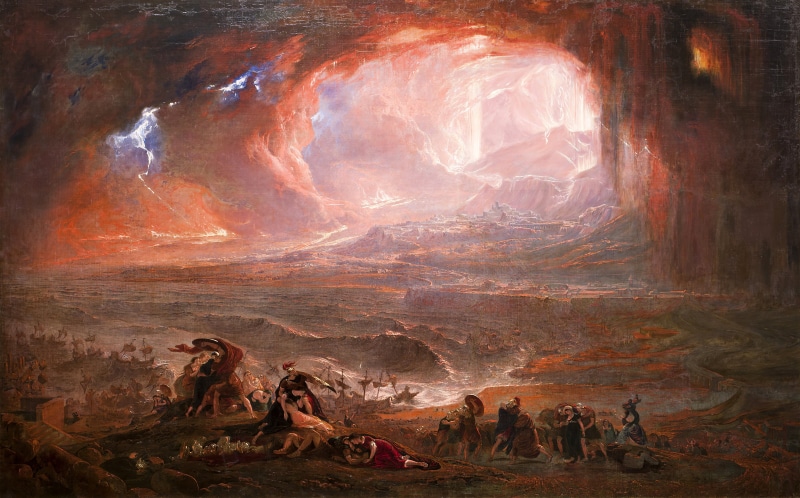 John Martin, Destruction of Pompeii and Herculaneum, classical art, 4K, classic art, painting