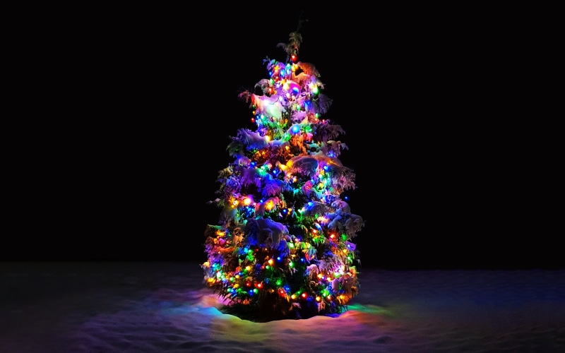 4K, snow, Christmas, Christmas Tree, colorful