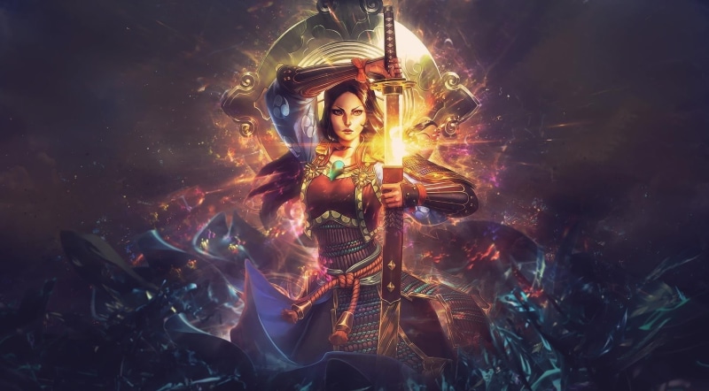 real people, celebration, arts culture and entertainment, Smite, sparks, artwork, event, lifestyles, warrior, Amaterasu, outdoors, smoke - physical structure