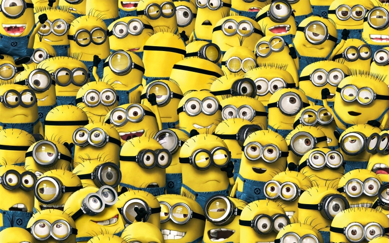 animation, factory, no People, Cyclops, machine Part, choice, shape, circle, teeth, variation, smile, yellow, abundance, Minions, collection