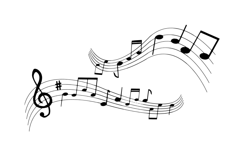 music, drawing - art product, aural, no people, cut out, 4K, song, studio shot, design, shape, musical, silhouette, audio, art and craft, staff, bass
