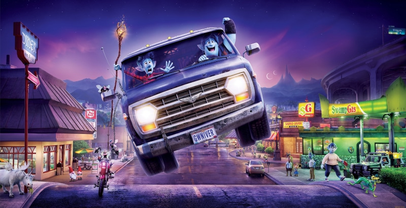 chain, staff, motorcycle, 5K, road, cartoon, Onward, machine, the city, orcs