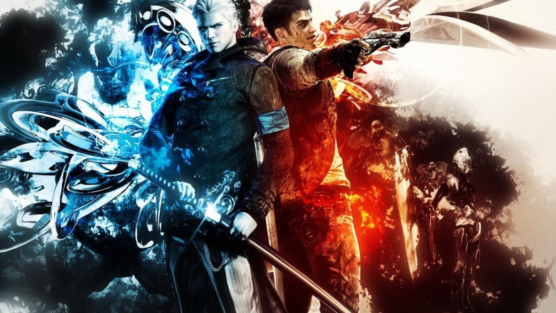 adult, indoors, standing, real people, 1080P, burning, occupation, man, DmC: Devil May Cry, staff, digital composite, video games, celebration, men, poster