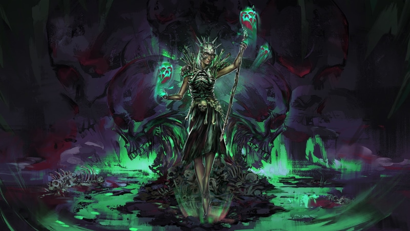 2K, Women, Skull, Dark, Necromancer, Girl, Staff, Woman