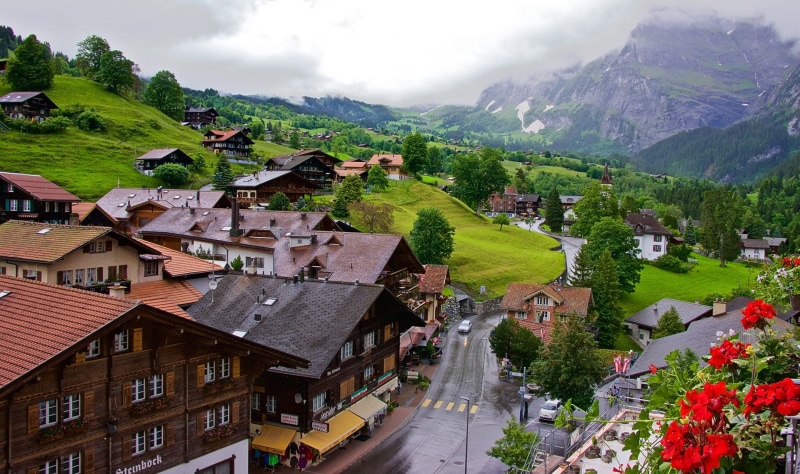 Man Made, Landscape, Switzerland, Village, House, Mountain, 1080P