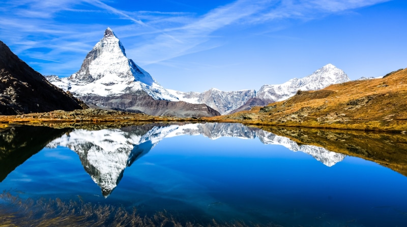 nature, snow, zermatt, 5K, day, snowcapped mountain, water, panorama, reflection, environment, matterhorn, sky, scenics - nature, tranquil scene, tranquility
