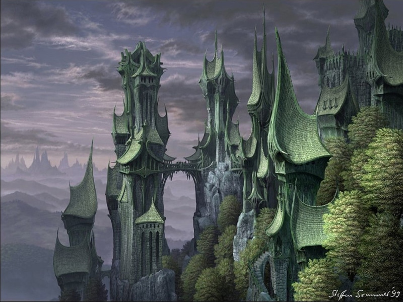 hd, art, abstract, Castle, fantasy, rivendell, 720P, painting