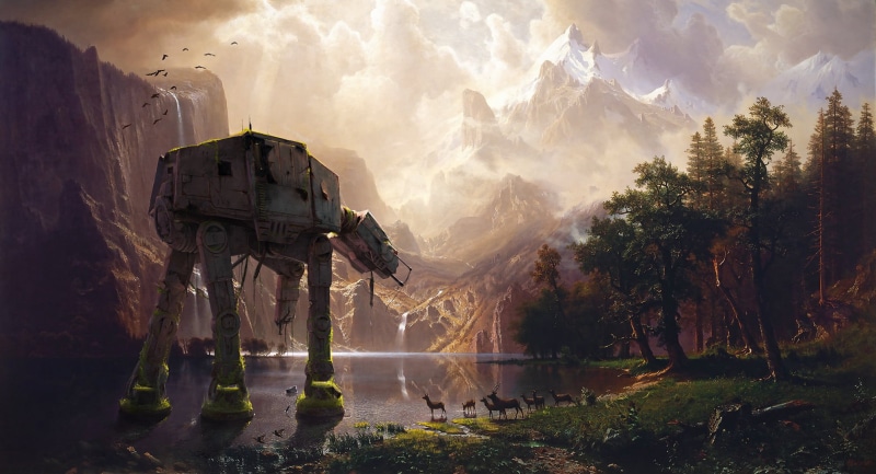 star wars, forest, beauty in nature, outdoors, 1080P, mojivjuji, nature, rock - Object, water, mining, lake, no people, fantasy, wars, star, sky, fog