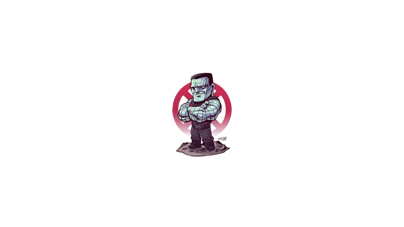 Marvel Heroes, superhero, 4K, X-Men, colossus, Marvel Super Heroes, chibi, Derek Laufman, Marvel Comics, minimalism