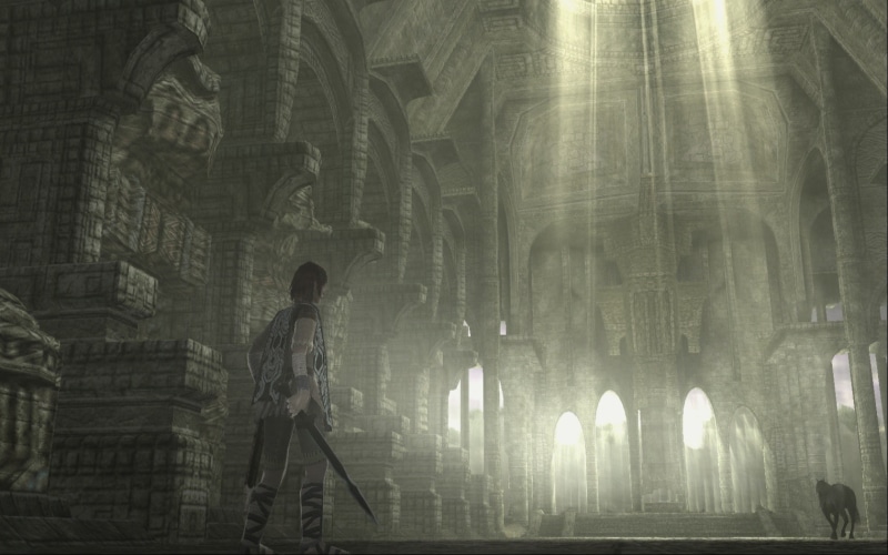 religion, rear view, building exterior, day, architecture, place of worship, video games, arch, built structure, building, adult, one person, belief, standing