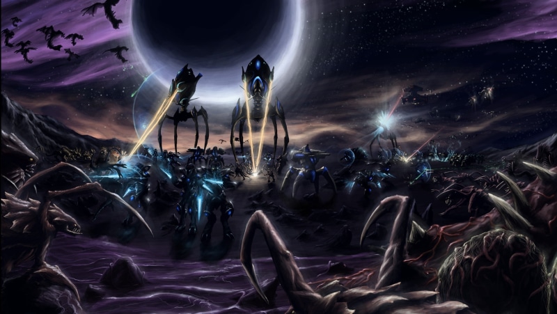 colossus, hd, Protoss, artwork, art, spaceships, zerg, immortal, games, video, Video Games, 1080P, starcraft