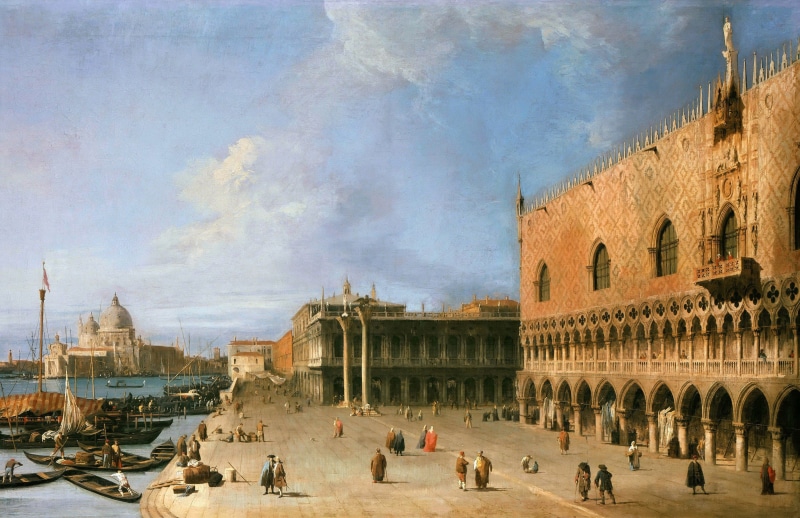 Canaletto, Molo at the Palace of the Doges in Venice, picture, 2K, the urban landscape, Giovanni Antonio Canal