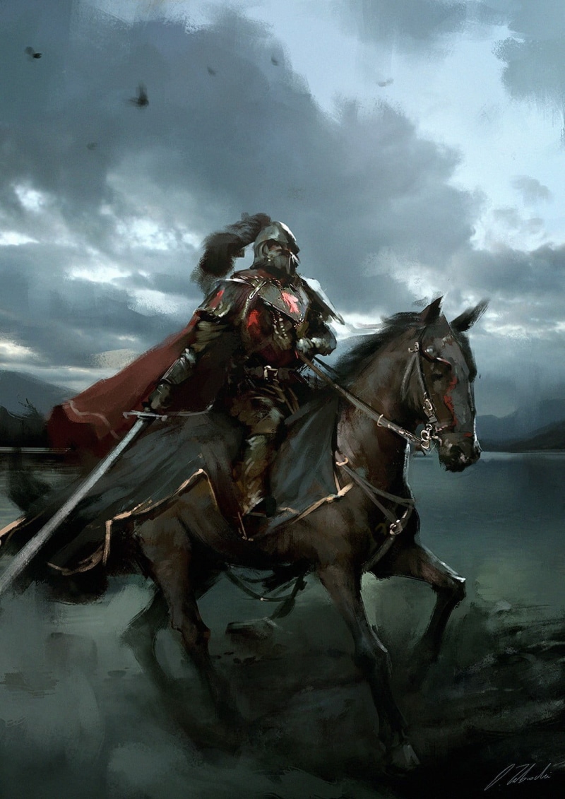 domestic, outdoors, riding, sky, domestic animals, pets, nature, artwork, poaster, weapon, horseback riding, horse, animal wildlife, 720P, architecture