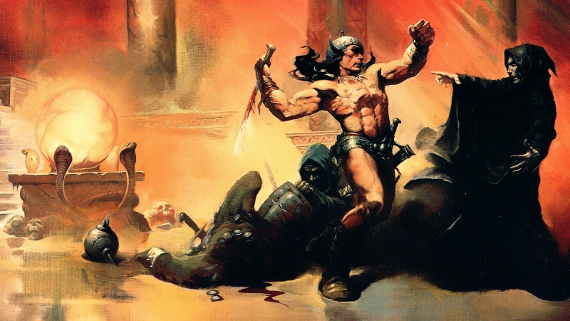 Conan the Barbarian, concept art, Frank Frazetta, artwork, fantasy art, 4K