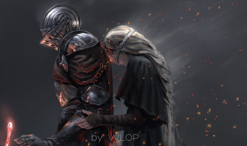 WLOP, 720P, princess, digital art, knight, fantasy art, Dark Souls III