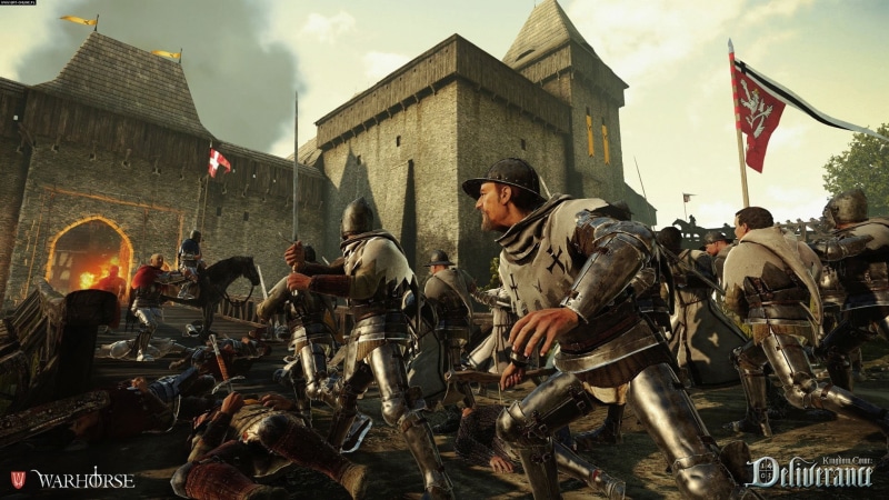 protection, Warhorse Studios, war, built structure, crowd, armed forces, military, weapon, poster, government, real people, outdoors, flag, building exterior