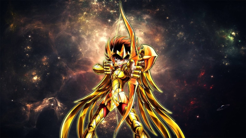 720P, gold colored, outdoors, technology, digital composite, art and craft, belief, male, smoke - physical structure, creativity, character, Saint Seiya