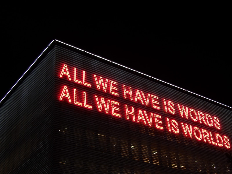 saying, message, black, building, red, minimal, light, western script, lighted, signage, number, neon light, text, quote, greece, business, economy, no people