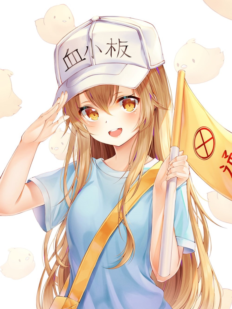long hair, anime girls, Platelet-chan, loli, children, 720P, blush, cells, Hataraku Saibou