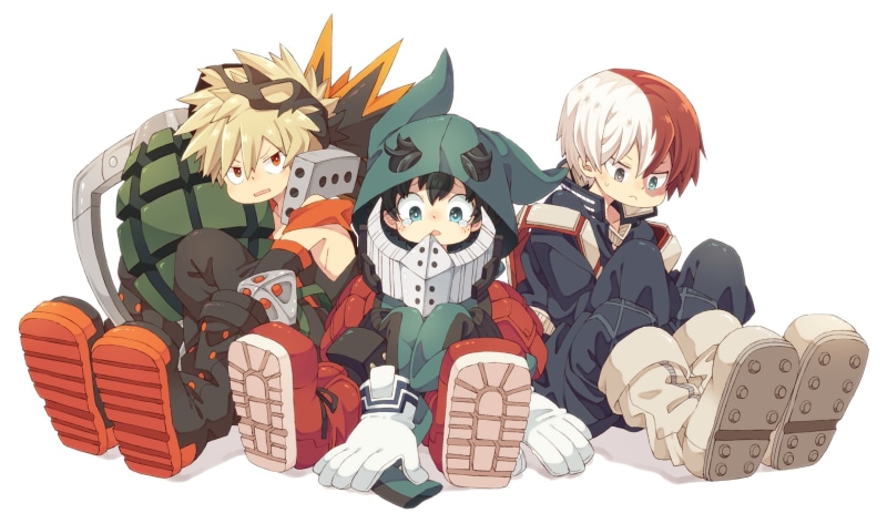 Boku no Hero Academia, 1080P, Todoroki Shōto, anime boys, Katsuki Bakugou, Deku, children, anime