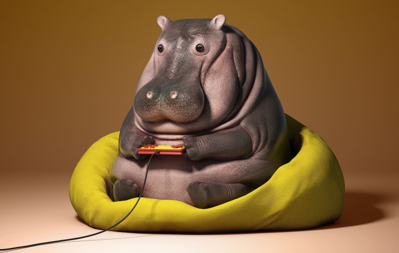 childrens, Guodong Zhao, art, Hippo, 1080P, the game, fun, Lazy things