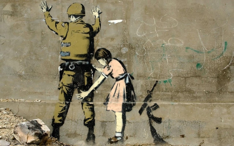 aggression, messy, art and craft, young adult, text, Banksy, graffiti, women, 720P, children, real people, full length, adult, creativity, communication