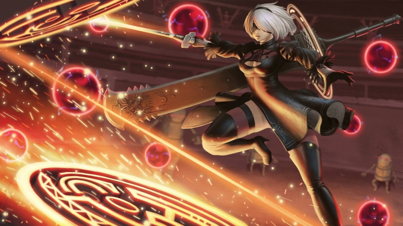 NieR, Nier: Automata, blurred motion, illuminated, low angle view, black, sword, transportation, long exposure, woman, lifestyles, 2K, 2B (Nier: Automata)