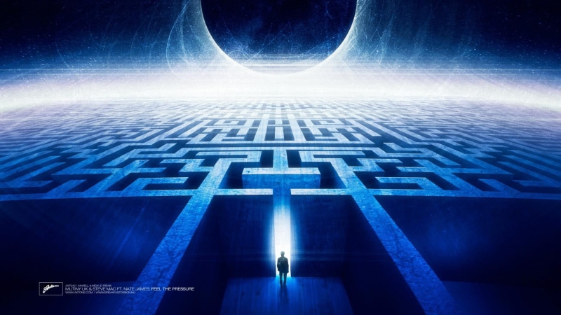 person, travel, architecture, digital composite, city, space, spaceman, standing, illuminated, night, one person, blue, water, Axwell, 1080P