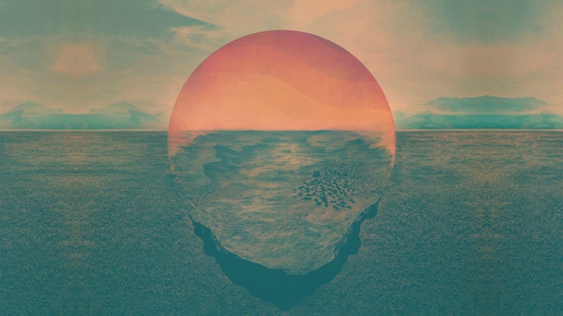 artwork, digital composite, horizon, tranquil scene, tranquility, cloud - sky, beauty in nature, circle, Sun, Tycho, sea, nature, sunset, beach, environment