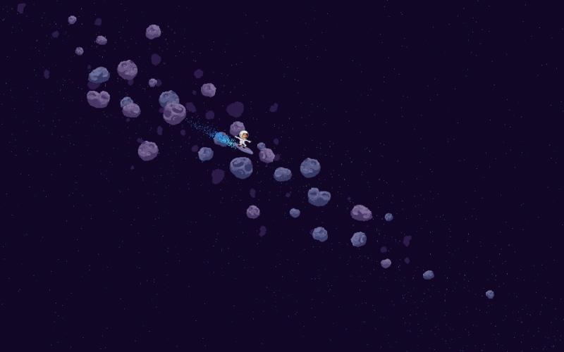 digital art space universe pixels pixel art meteors stars astronaut spacesuit helmet surfing simple background 8 bit, black background, black color, falling