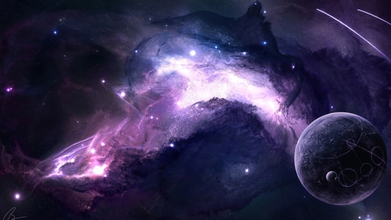 digital art, night, JoeyJazz, space, sphere, outdoors, geology, light - natural phenomenon, space art, no people, dark, galaxy, nature, astronomy