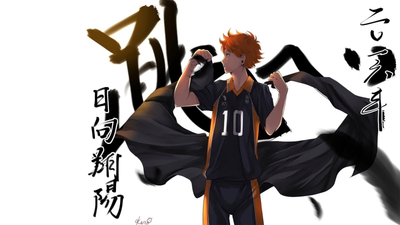 anime boys, human representation, human arm, front view, people, waist up, art and craft, dancing, young adult, three quarter length, Haikyuu!!, Hinata Shouyou