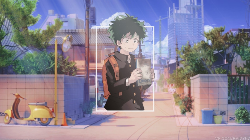 one person, 4K, young women, nature, office building exterior, young adult, Midoriya Izuku, architecture, city, lifestyles, three quarter length, anime boys