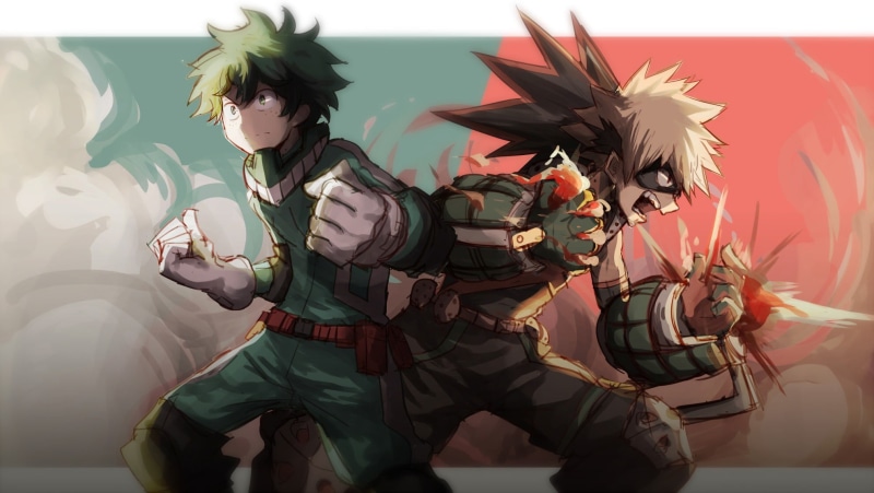 standing, costume, lifestyles, mask, academia, Midoriya Izuku, young, men, nature, 1080P, art and craft, bakugo, flowering plant, front view
