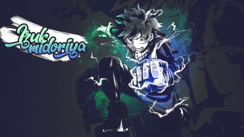 blue, western script, Boku no Hero Academia, wall - building feature, representation, 1080P, Izuku Midoriya, festival, art and craft, creativity, nature