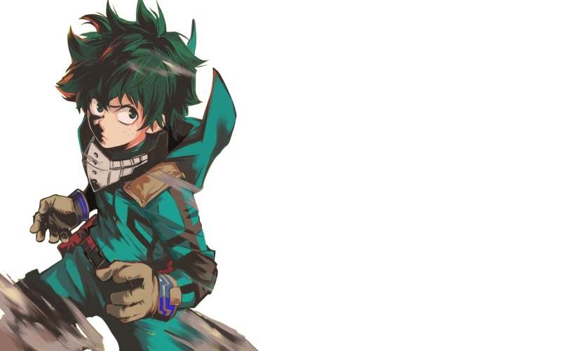 hairstyle, low angle view, Midoriya Izuku, young adult, 1080P, izuku, copy space, three quarter length, day, sculpture, art and craft, Boku no Hero Academia