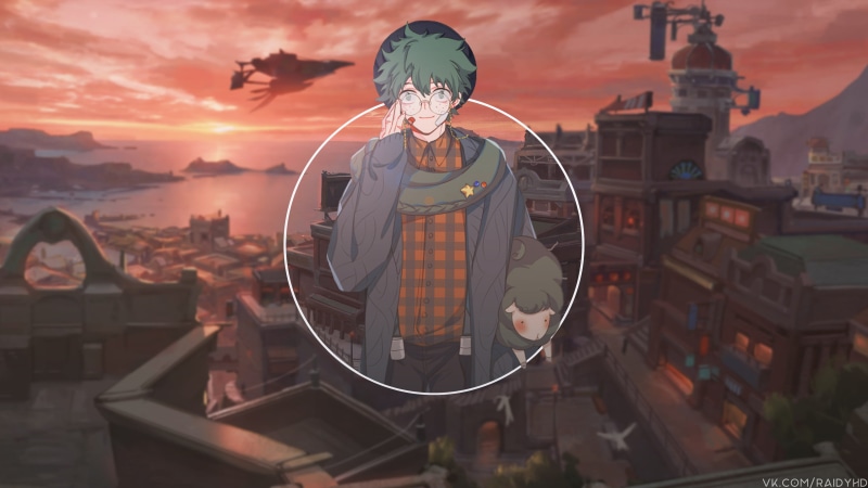 sunset, front view, built structure, building exterior, orange color, city, anime, anime boys, religion, architecture, nature, one person, picture-in-picture