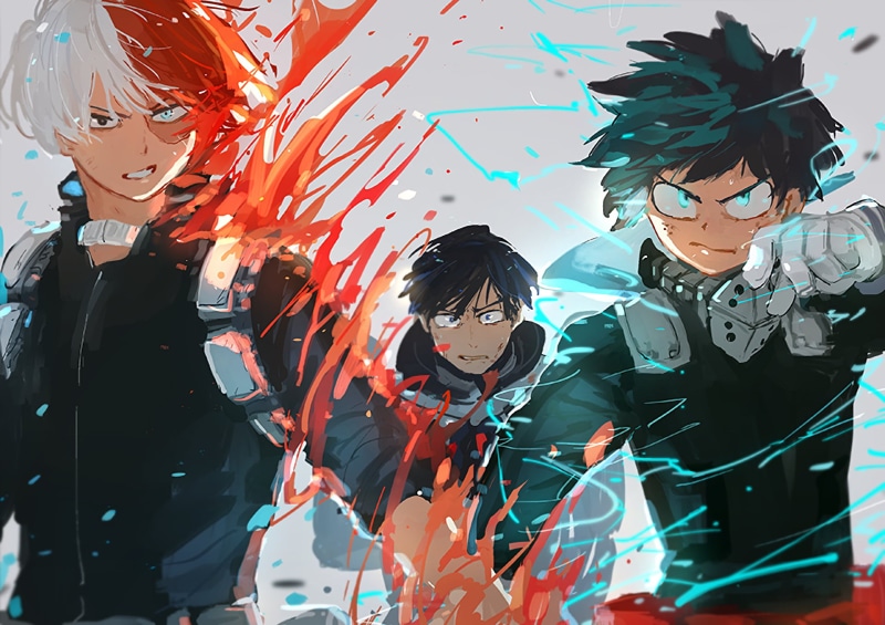 front view, child, anime boys, males, indoors, lifestyles, togetherness, Iida Tenya, Boku no Hero Academia, academia, hero, real people, standing
