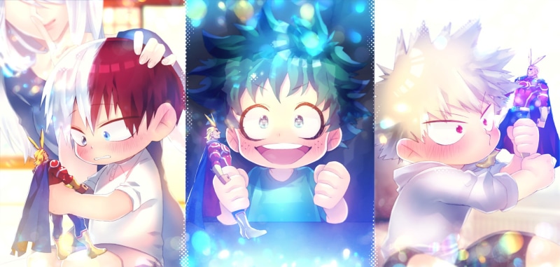 Anime, My Hero Academia, Katsuki Bakugou, Shouto Todoroki, Izuku Midoriya, 1080P