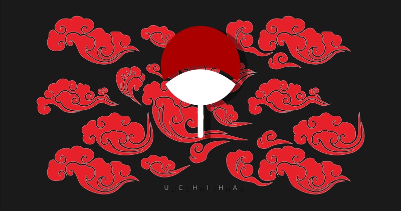 crest, 4K, clouds, Naruto (anime), Uchiha clan, anime