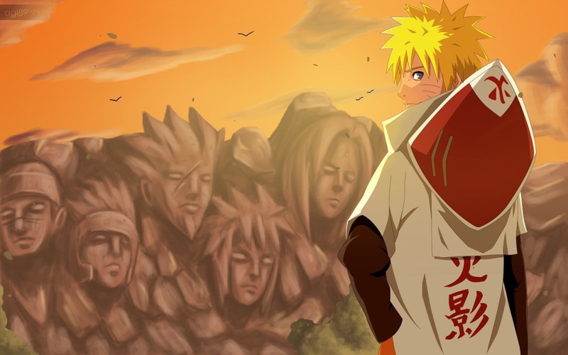 anime boys, minato, orange color, day, lifestyles, anime, men, outdoors, sky, Uzumaki Naruto, Naruto Shippuuden, illustration, male likeness, leisure activity