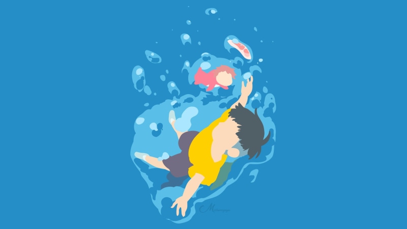 Minimalist, Movie, Vector, Studio Ghibli, Ponyo, 1080P, Ponyo on the Cliff By the Sea