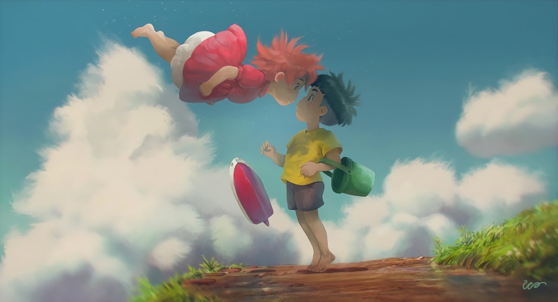 sky, nature, women, flower head, cloud - sky, leisure activity, lifestyles, one person, full length, studio ghibli, real people, pastel colors, sosuke