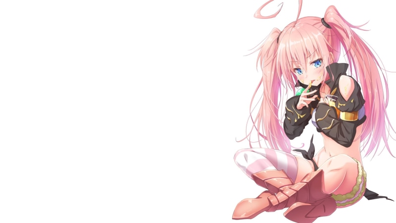 pink hair, Tensei Shitara Slime Datta Ken, Milim Nava, long hair, boots, blush, twintails, food, 720P, honey, blue eyes