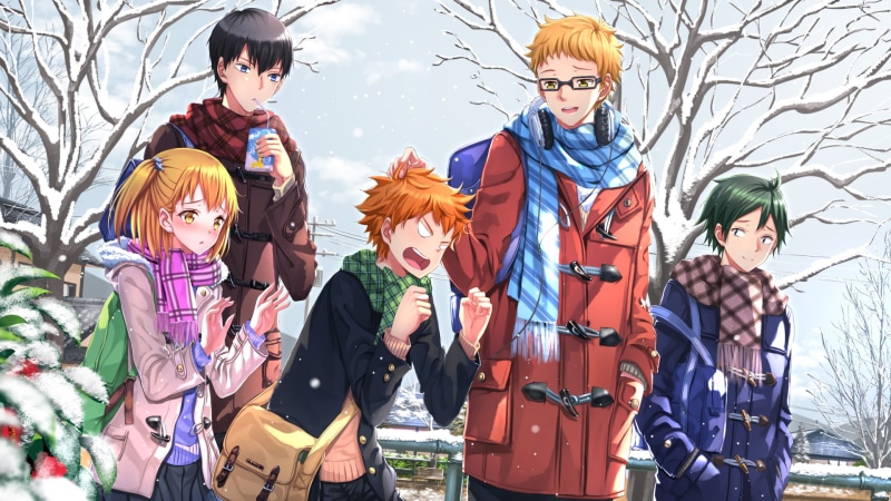 1080P, Haikyuu, Kageyama Tobio, Yachi Hitoka, Hinata Shouyou, snow, Tsukishima Kei, Yamaguchi Tadashi