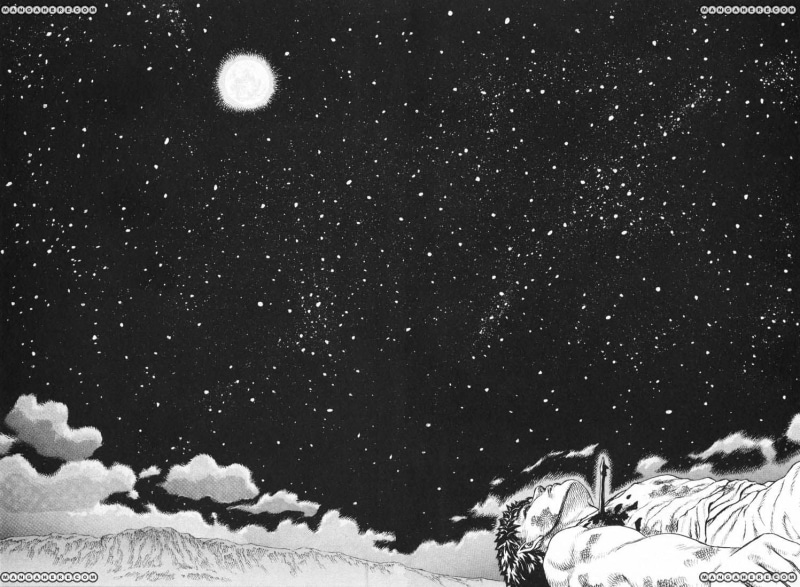 no people, tranquil scene, night, white, planetary moon, lying, winter, snowing, Kentaro Miura, christmas, beauty in nature, outdoors, star, star field