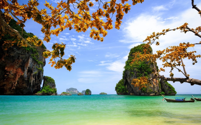 Islands, Sea, Scenery, 1080P, Trees, Vietnam, Boats, Rocks, Beautiful, Leaves