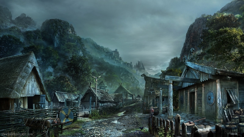 abandoned, painted, scenics - nature, sky, cloud - sky, building exterior, Vikings, beauty in nature, house, tree, village, environment, ruined, residential district