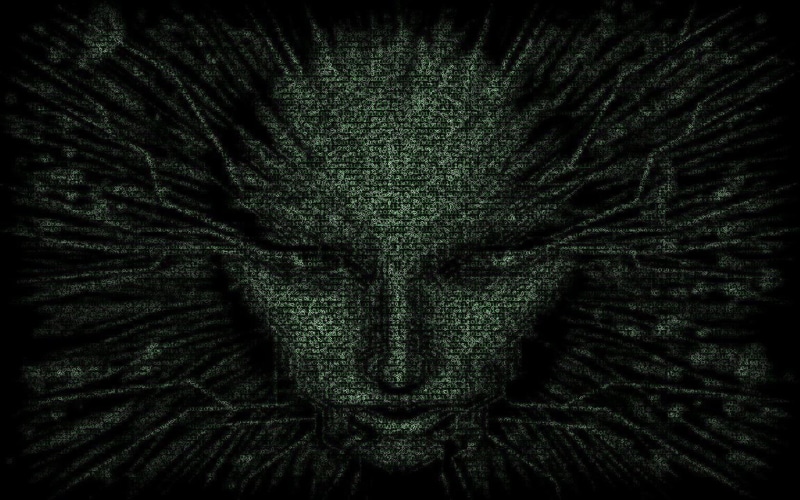 Shodan, video games, portrait, black background, full frame, looking at camera, auto post production filter, representation, backgrounds, creativity, night