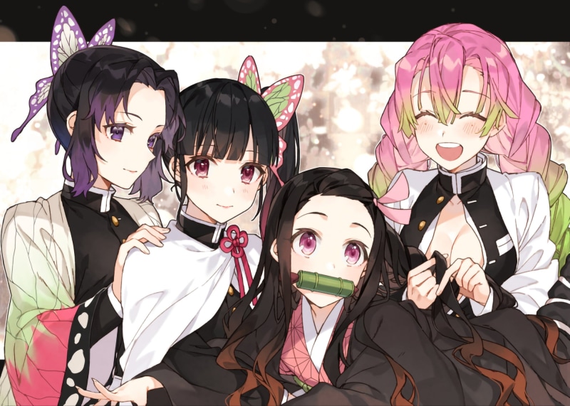 Kanao Tsuyuri, Nezuko Kamado, Shinobu Kochou, Mitsuri Kanroji, 1080P, Anime, Demon Slayer: Kimetsu no Yaiba